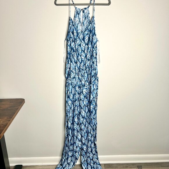 Lilly Pulitzer Blue Dusk Jumpsuit Shell High Tide Beach Vacation Resortwear XL - Picture 3 of 7